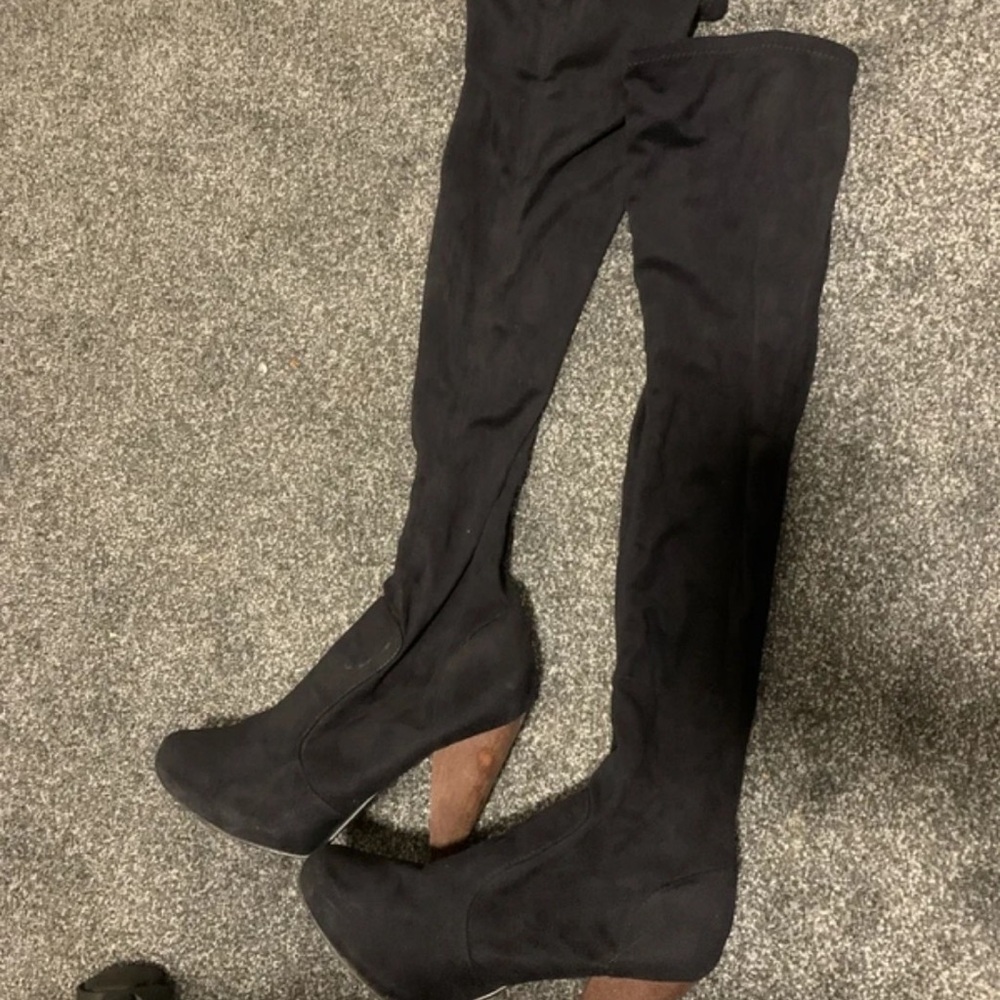 H&M Black Over-the-Knee Platform Heel Boots